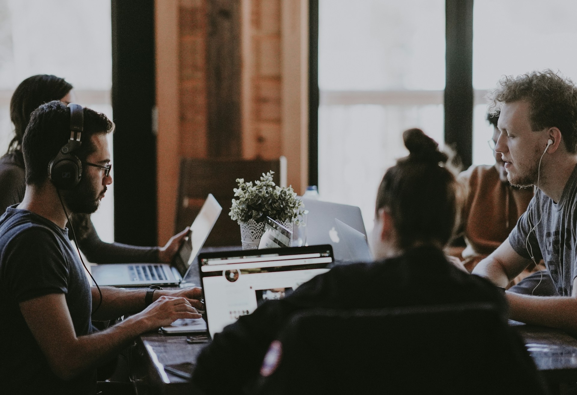 Team collaborating in office